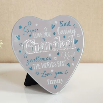 Image of Mirror Heart Plaque with 3D Title - Grandad