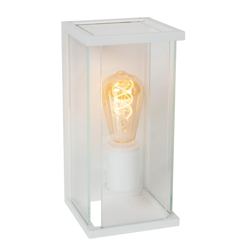 Image of Lucide Lucide Claire Half Lantern Outdoor Wall Light with PIR Sensor - White