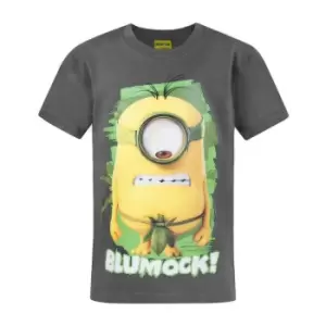 Image of Minions Official Childrens/Kids Blumock T-Shirt (7-8 Years) (Charcoal)