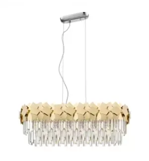 Image of Celine Crystal Laser Cut 6 Light Oblong Bar Gold