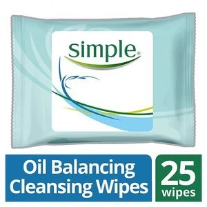 image of Simple Clear Skin Oil Balancing Cleansing Wipes 25s