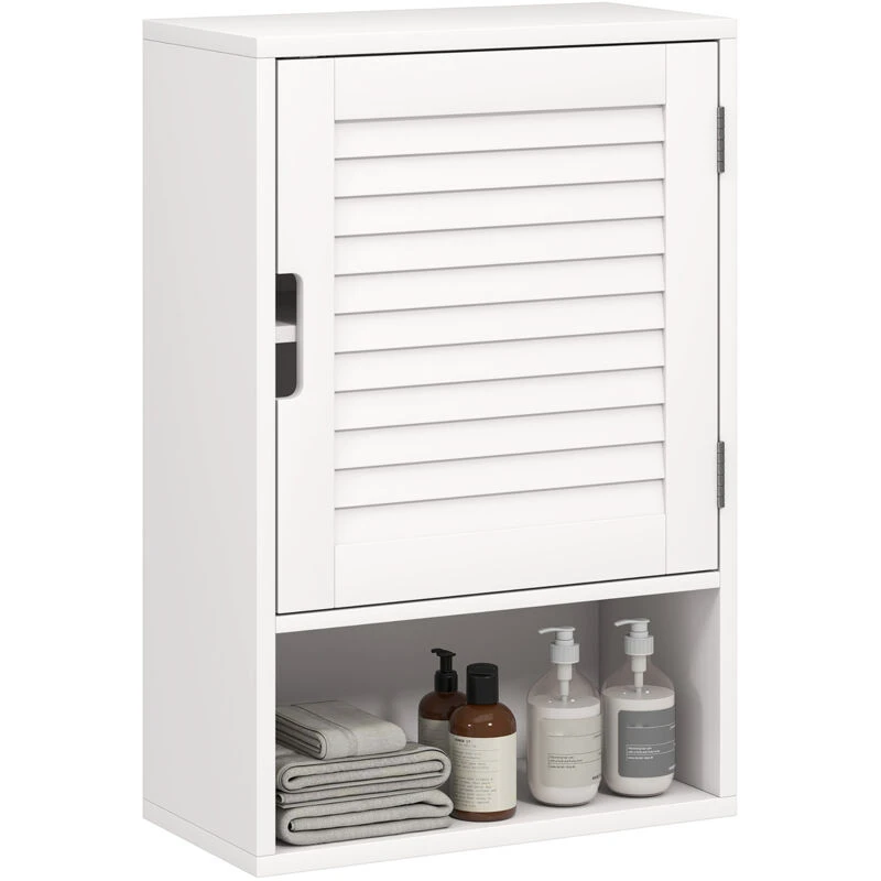 Image of Homcom Bathroom Cabinet, Wall Mounted Cabinet With Adjustable Shelves, White