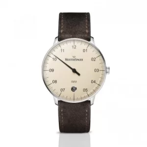 image of MeisterSinger Neo Automatic NE903N Ivory Dial Brown Leather Strap Mens Watch