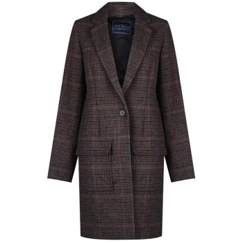 image of Jack Wills Locke Checked Overcoat - Camel