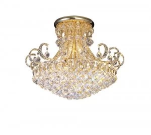 Image of Semi Flush Ceiling 12 Light French Gold, Crystal