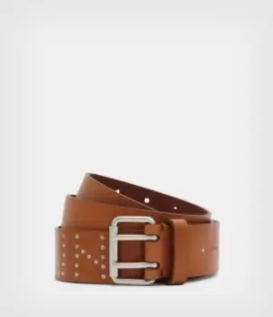 Image of Remi AllSaints Womens Leather Belt, Tan, Size: S