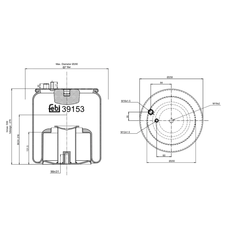 Image of FEBI BILSTEIN 39153 Boot, air suspension Rear Axle Boot,air suspension (324)