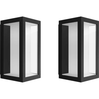 image of Philips Hue Impress Slim White & Colour Ambiance LED Smart Outdoor Wall Light Double Pack