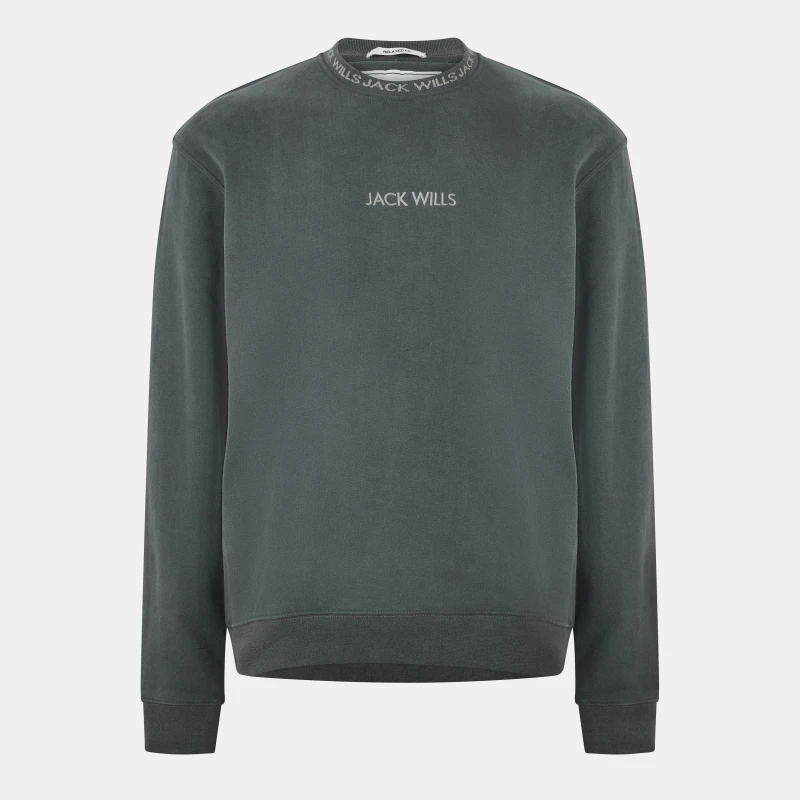 Image of Jack Wills Jacquard Crew Sweatshirt Mens Slate 09 male XS