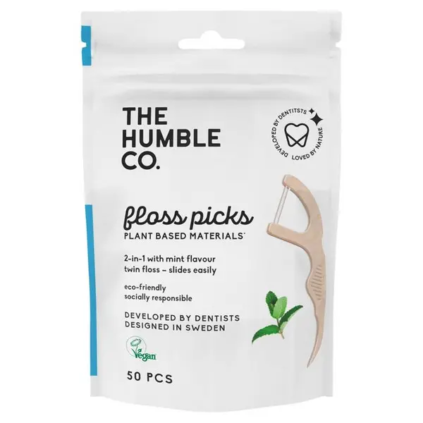 image of The Humble Co Mint Dental Floss Picks 50Pcs