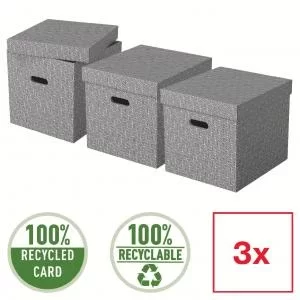 image of Storage Box Home Size Cube 3Pcs Grey