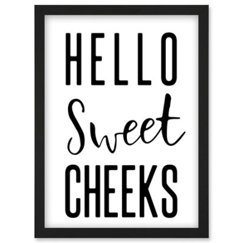 Image of Artery8 Funny Bathroom Wall Art Hello Sweet Cheeks Cheeky Toilet Sign Wall Art Print - A4 Size