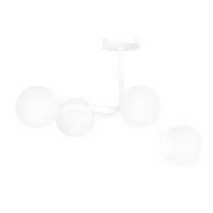 Image of Kalf White V1 Globe Ceiling Light with White Glass Shades, 4x E14