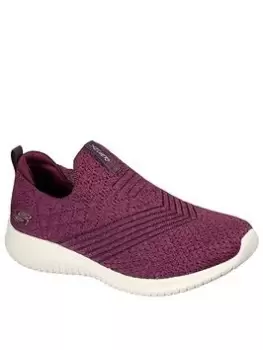 image of Skechers Ultra Flex Plimsolls, Burgundy, Size 4, Women