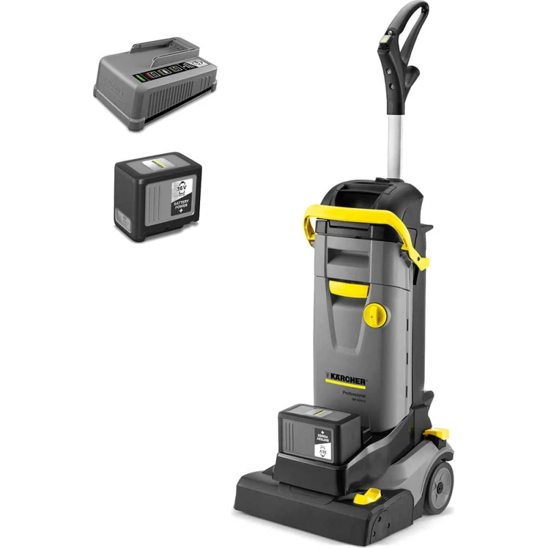 Image of Karcher BR 30/4 C BP Professional 36v Cordless Small Area Floor Cleaner and Scrubber Drier BR 30/4 C BP Batteries: 2 x 7.5ah Li-ion