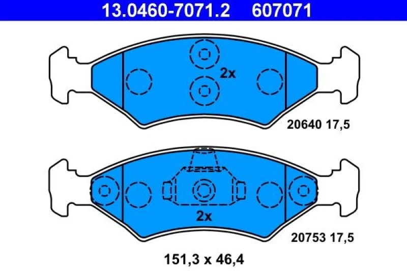 Image of ATE 13.0460-7071.2 Brake pad set excl. wear warning contact Brake Pad Set,disc brake (402)