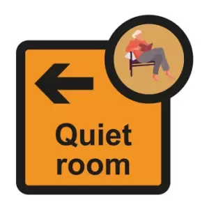 image of Quiet Room Arrow Left Sign, Self Adhesive Foamex (305mm x 310mm)