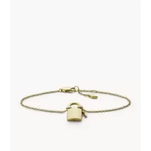 Image of Fossil Womens Lane Gold-Tone Stainless Steel Station Bracelet - Gold