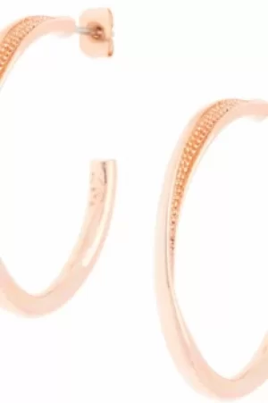 image of Ladies Karen Millen Rose Gold Plated Textured Twist Hoop Earring KMJ899-24-03