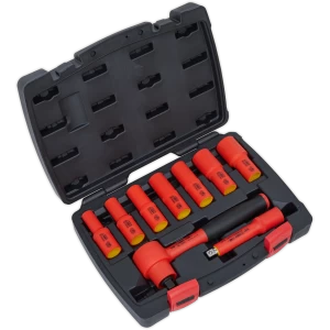 Image of Sealey 9 Piece 3/8" Drive VDE Insulated Hexagon WallDrive Socket Set 3/8"