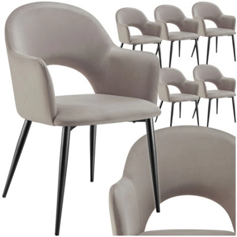 Image of tectake Dining Chair Sasha Set Of 6 - Taupe Size: 6 Pack Taupe Unisex 6 Pack