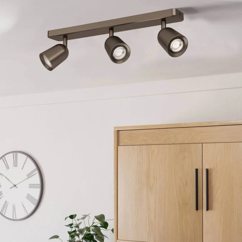 Image of Eglo Camaldoli Steel GU10 Modern Elegant 3-Light Spotlight, Dark Bronze Bronze Unisex
