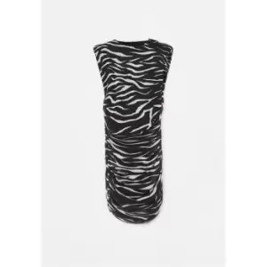 Missguided Pad Ruched Mini Dress Zebra - Black