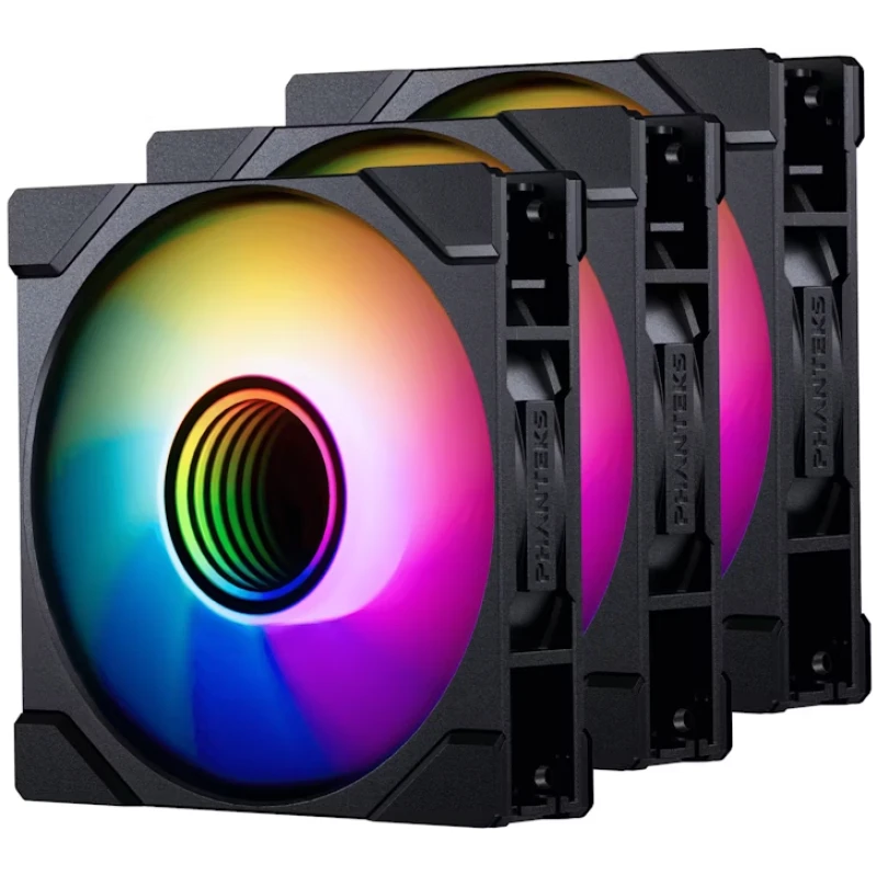 Image of Phanteks M25 Gen2 120mm Reversed Airflow DRGB PWM Triple Fan Pack - Black - PH-F120M25R_G2_DBK01_3P