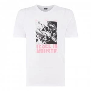 Diesel Moto Print T Shirt - 100 White