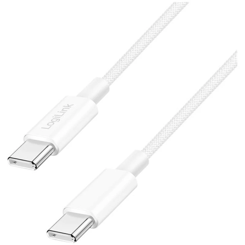 Image of LogiLink USB 2.0 Type-C cable. C/M to C/M. nylon jacket. 60W. white. 1