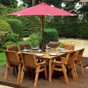 image of 8 Seater Square Table Set with 8 x Chairs - Burgundy Accessory Set - Burgundy Accessory Set