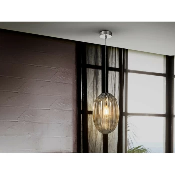 Schuller Lighting - Schuller Ovila Pendant Light with Small Grey Shade in Cognac Tonality