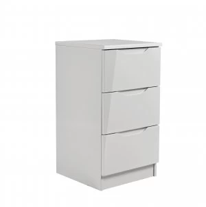 Image of Legato 3 Drawer Bedside Table - Grey Gloss