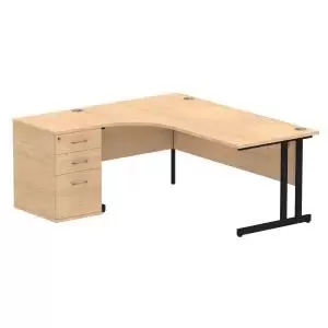 Image of Impulse 1800mm Left Crescent Office Desk Maple Top Black Cantilever