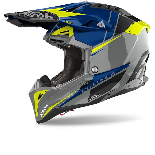 Image of Airoh Aviator 3 Push Blue Offroad Helmet Size M