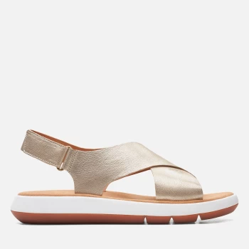 image of Clarks Womens Jemsa Cross Leather Sandals - Champagne - UK 4