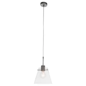 Image of Glass Cloak Dome Pendant Ceiling Lights Steel Brushed, Glass Transparent