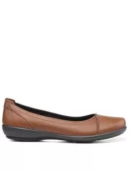 Image of Hotter Robyn Ii Casual Leather Ballerina Shoes - Rich Tan, Brown, Size 4, Women