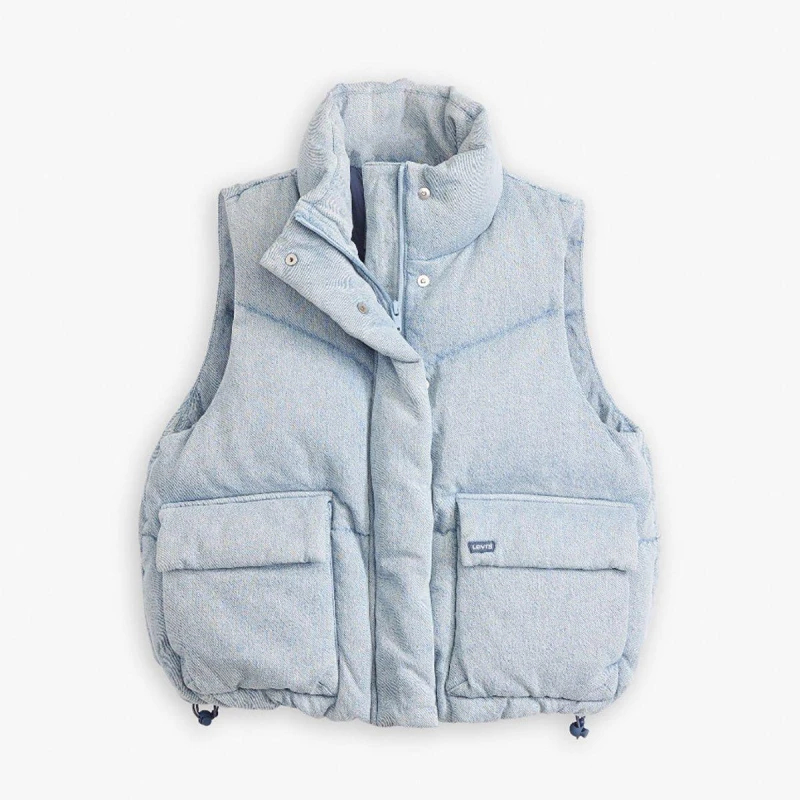Image of Cotton Padded Gilet with High Neck