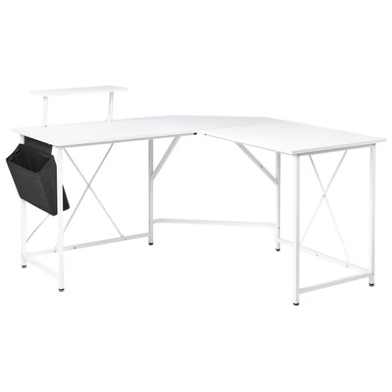 Image of Beliani Corner Desk Tacony White 180 Cm 140 Cm With Storage