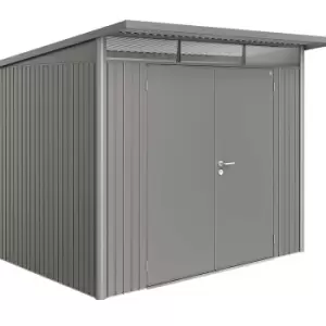 image of Biohort AvantGarde Double Door Metal Garden Shed 8ft5 x 7ft2 A5 - Metallic Quartz Grey