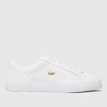 Image of Lacoste White & Gold Lerond Trainers