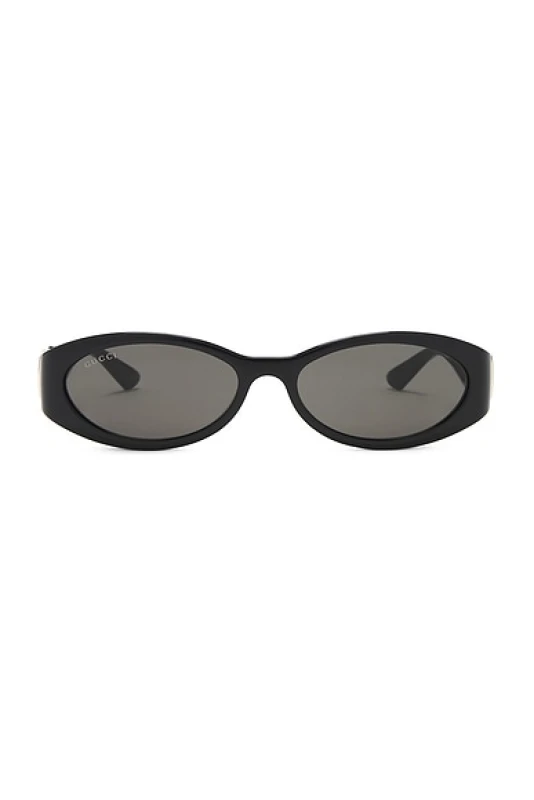 Image of Gucci Hailey Oval Sunglasses in Black - Black. Size all.