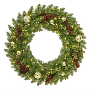 image of National Tree Company Glittery Gold Dunhill Fir Wreath