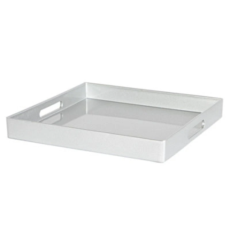 Image of Argon Tableware Serving Tray - 33Cm - Silver Square Tray Metallic Decorative Breakfast Tray Melamine Food Tray
