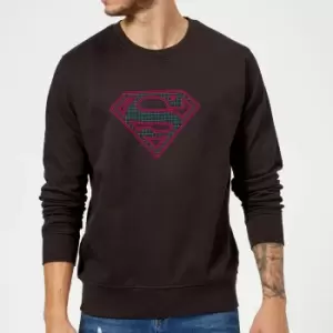 image of Justice League Superman Retro Grid Logo Sweatshirt - Black - L - Black