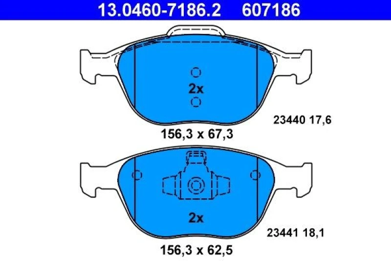 Image of ATE 13.0460-7186.2 Brake pad set excl. wear warning contact Brake Pad Set,disc brake (402)