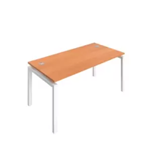 image of Telescopic Sliding 1 Person Bench with Cable Port and White Frame - 1600mm - Beech