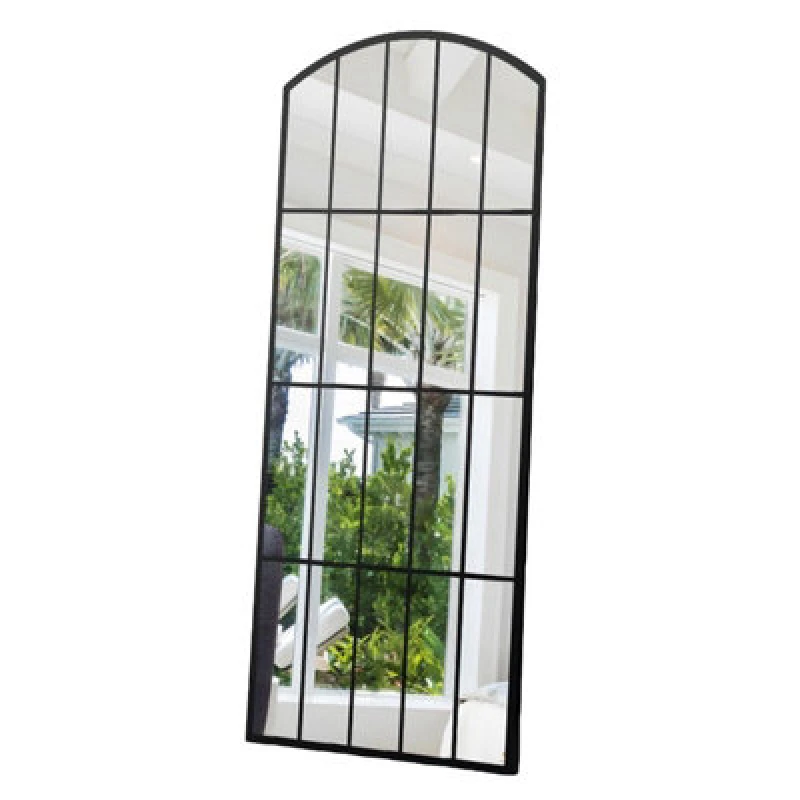 Image of Minster Decorative Garden Wall Mirror - Cast Iron/metal - L2 X W75 X H170 Cm - Black