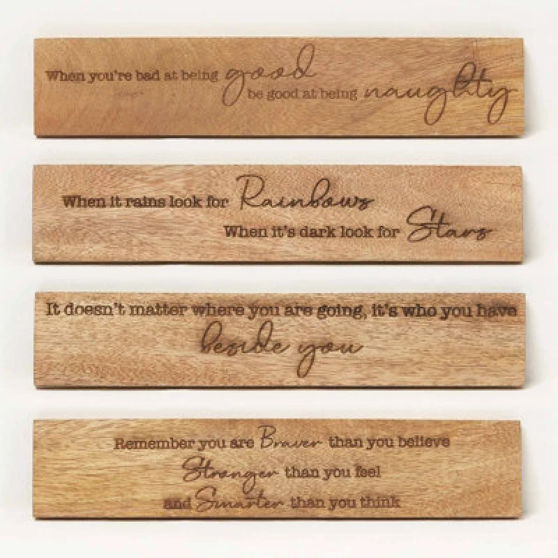 Image of Homescapes Sayings Plaque Wall Art, 5 X 26Cm, Set Of 4